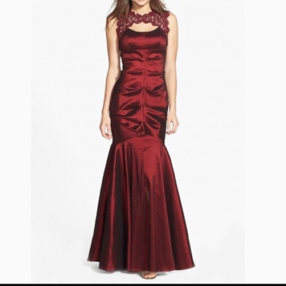 Burgandy Xscape formal mermaid dress
